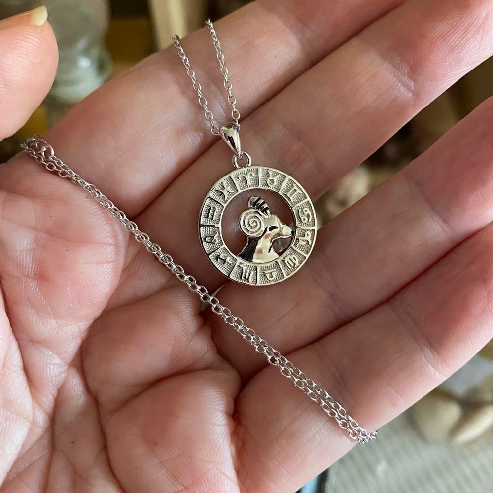 Aries Constellation Sterling Silver Coin Zodiac Necklace